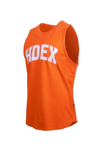 HDEX Baju Korea Olahraga Arch Logo Sleeveless Shirt Orange Pria Fitness