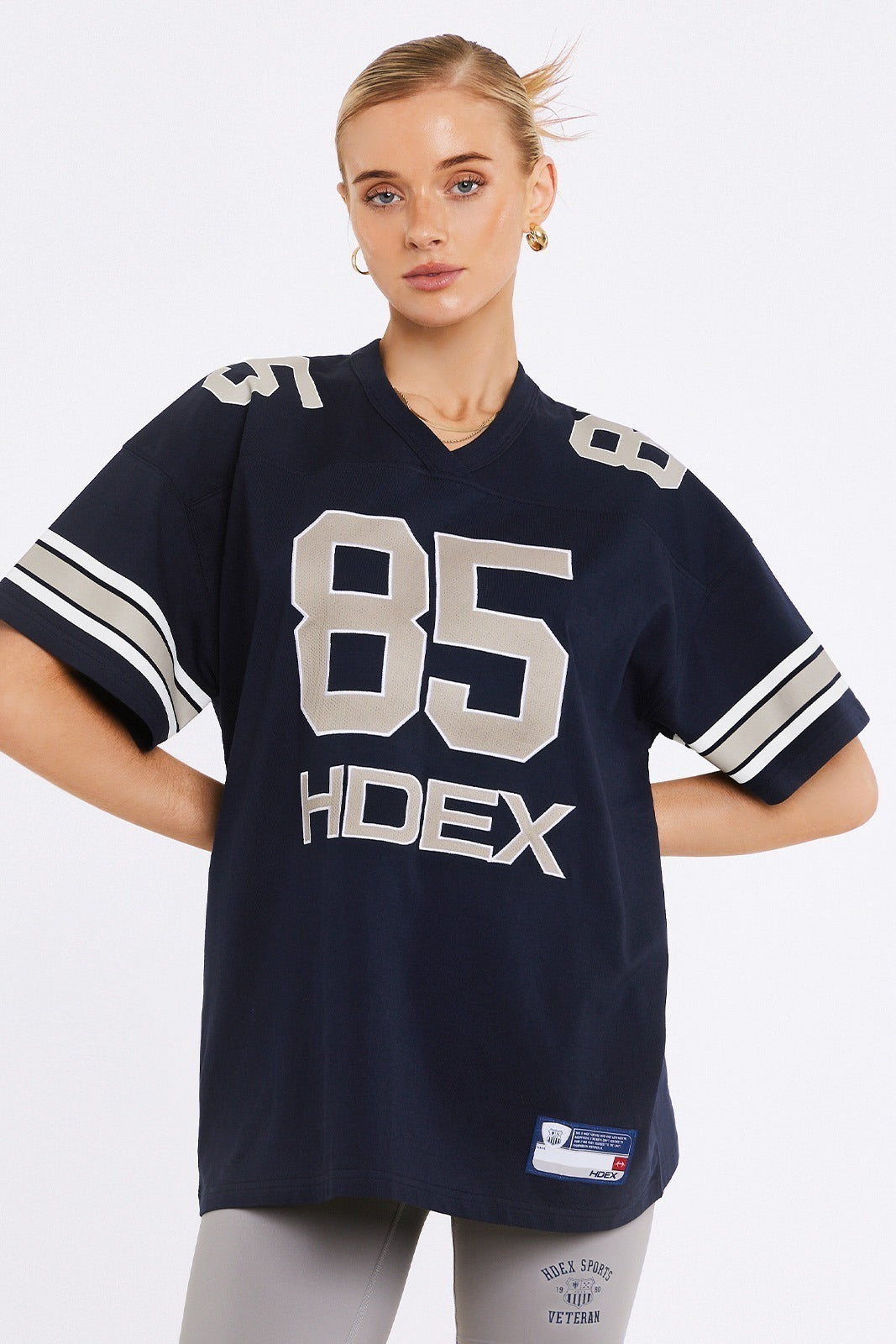 HDEX Womens Over Size Football Short Sleeve Navy