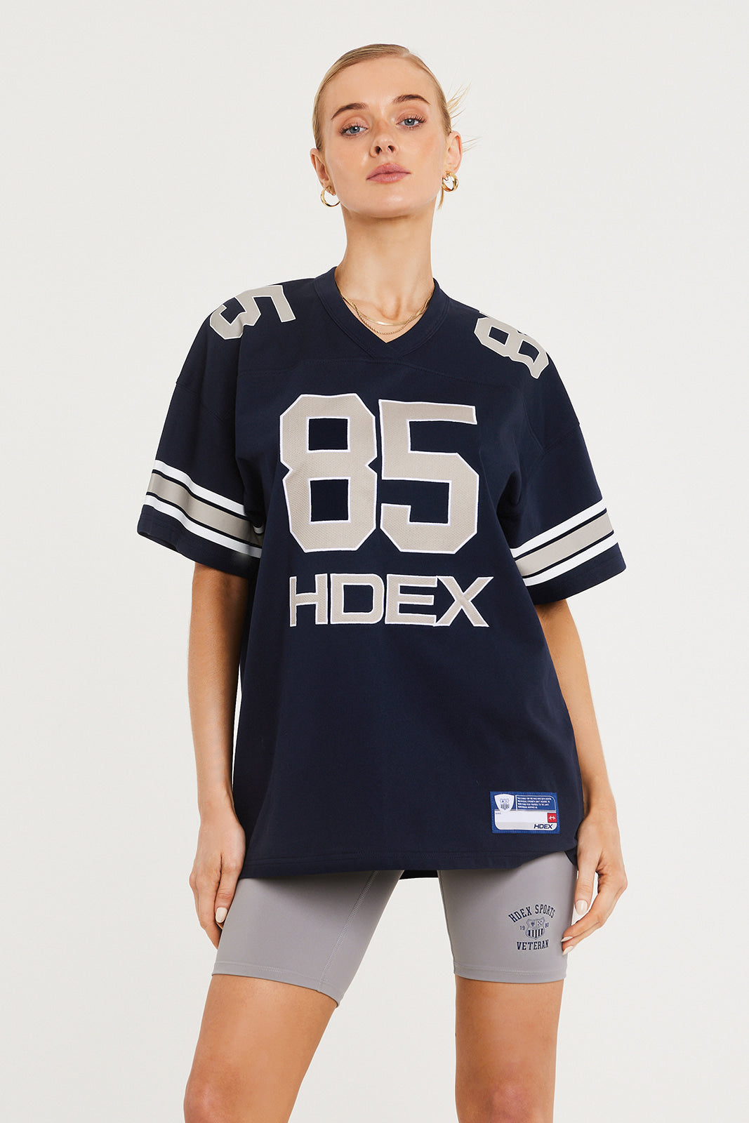 HDEX Womens Over Size Football Short Sleeve Navy