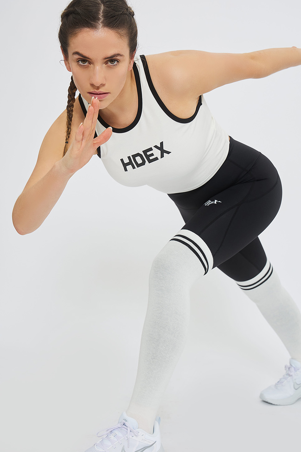 HDEX Baju Korea Olahraga Womens Main Logo Color Scheme Crop Tank Top White Wanita Fitness