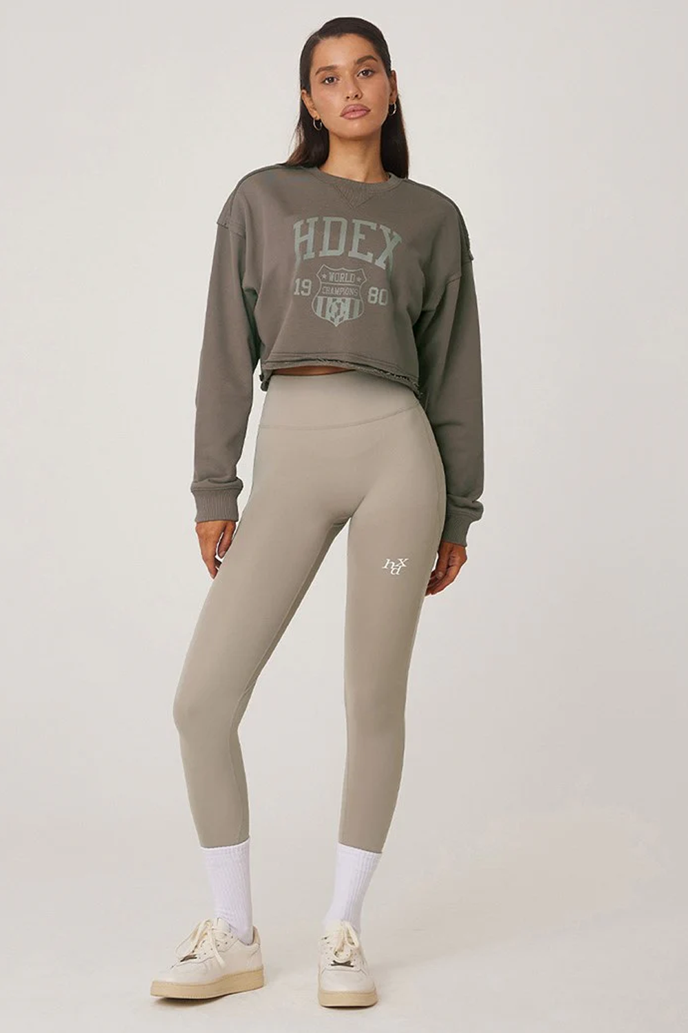 HDEX Womens Change up Signature Logo Leggings Ash Beige