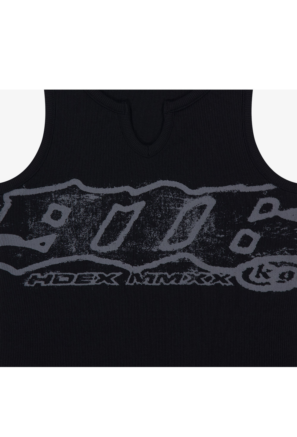 HDEX Baju Korea Olahraga Clear 916 Ribbed Crop Tank Top Black Wanita Fitness