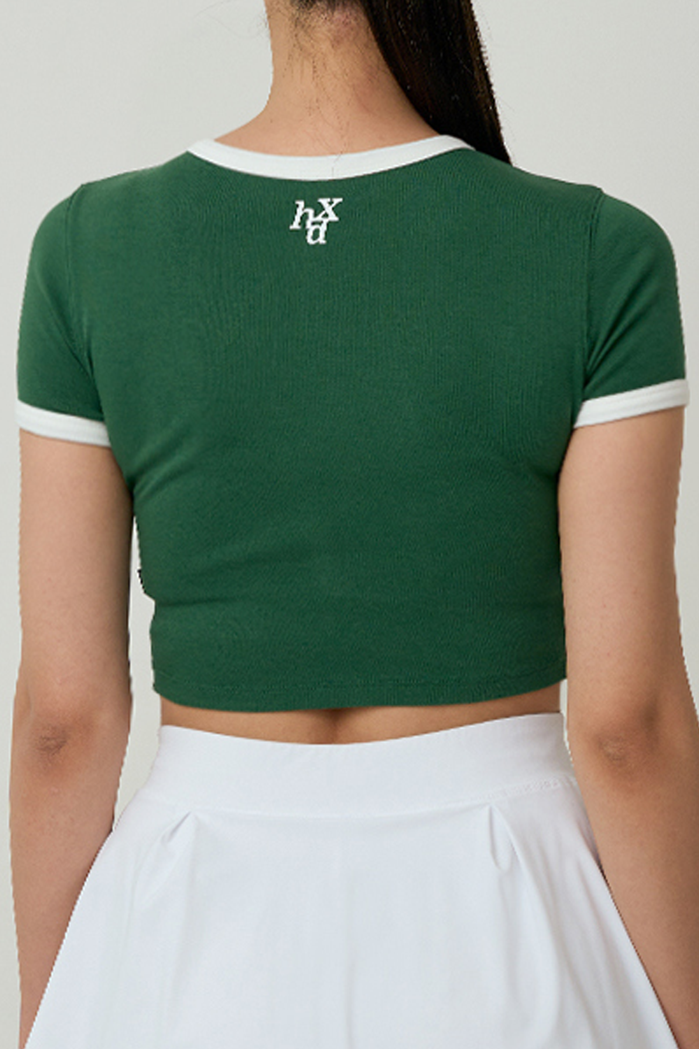 HDEX Baju Korea Olahraga Relax Fit 3 Edition Color Scheme Crop Top Green Wanita Fitness