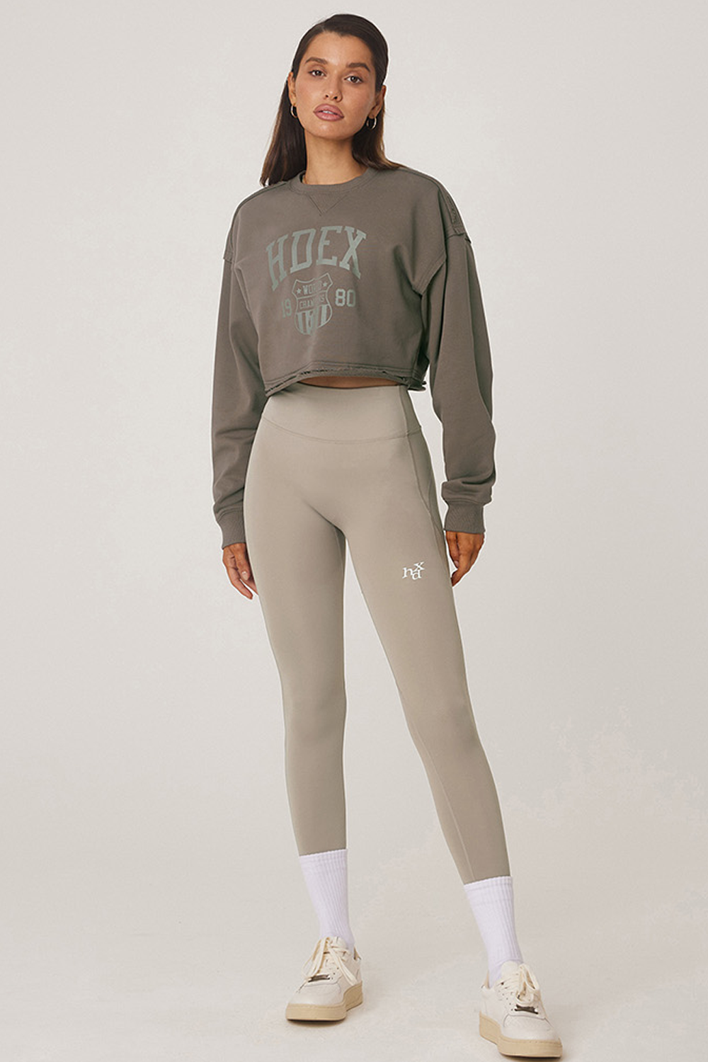 HDEX Womens Change up Signature Logo Leggings Ash Beige