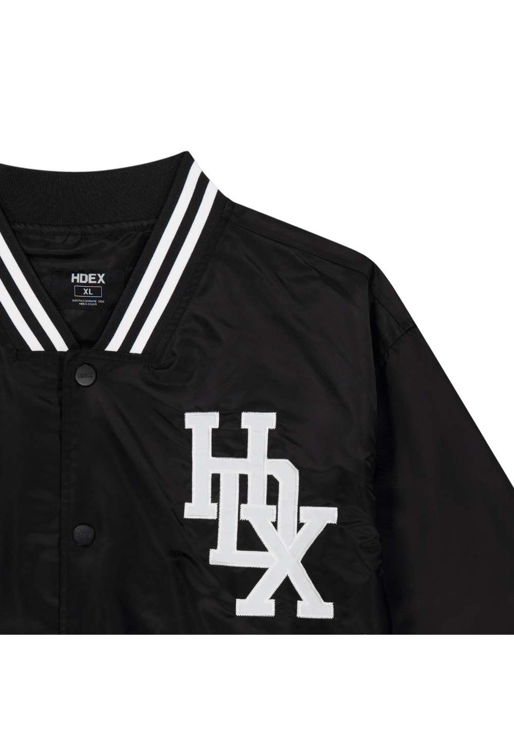 HDEX Baju Korea Olahraga 916 Applique Baseball Jacket Black Pria Fitness