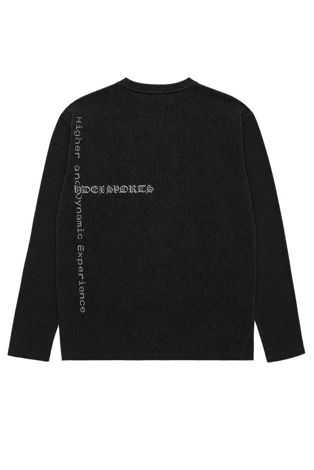 HDEX Baju Korea Olahraga Old Legacy Waffle Henley Neck Long Sleeve Black Pria Fitness
