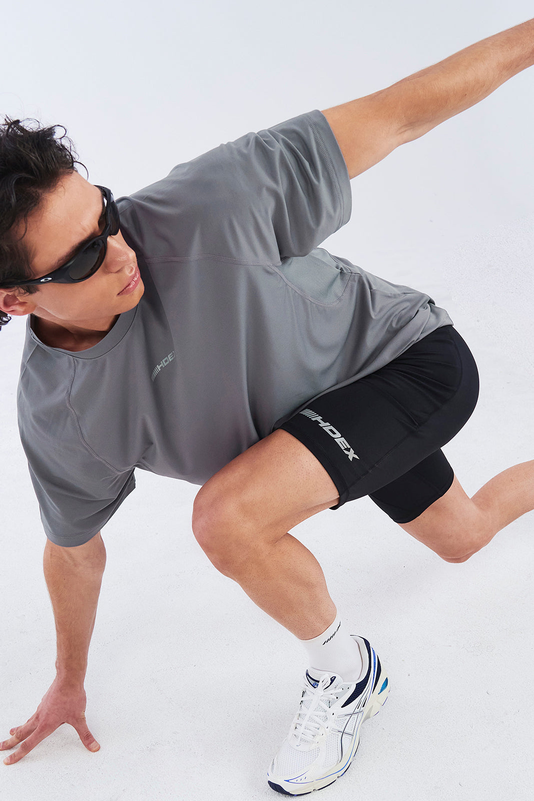 HDEX Baju Korea Olahraga Assist Mesh Mix Short Sleeve Dark Gray Pria Fitness