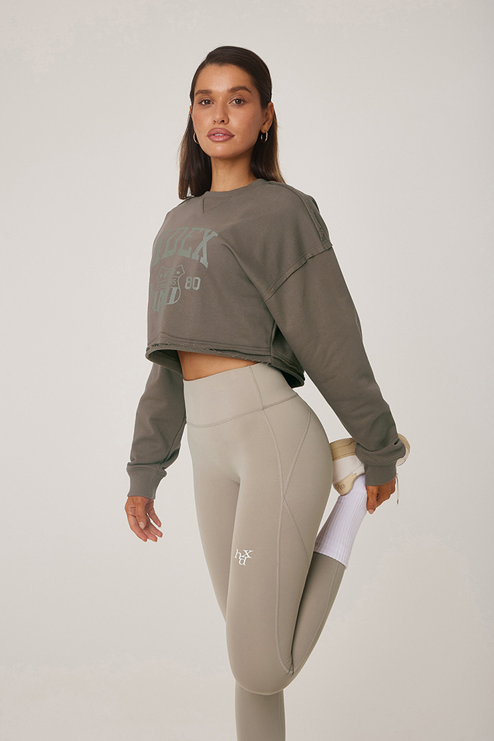 HDEX Womens Change up Signature Logo Leggings Ash Beige