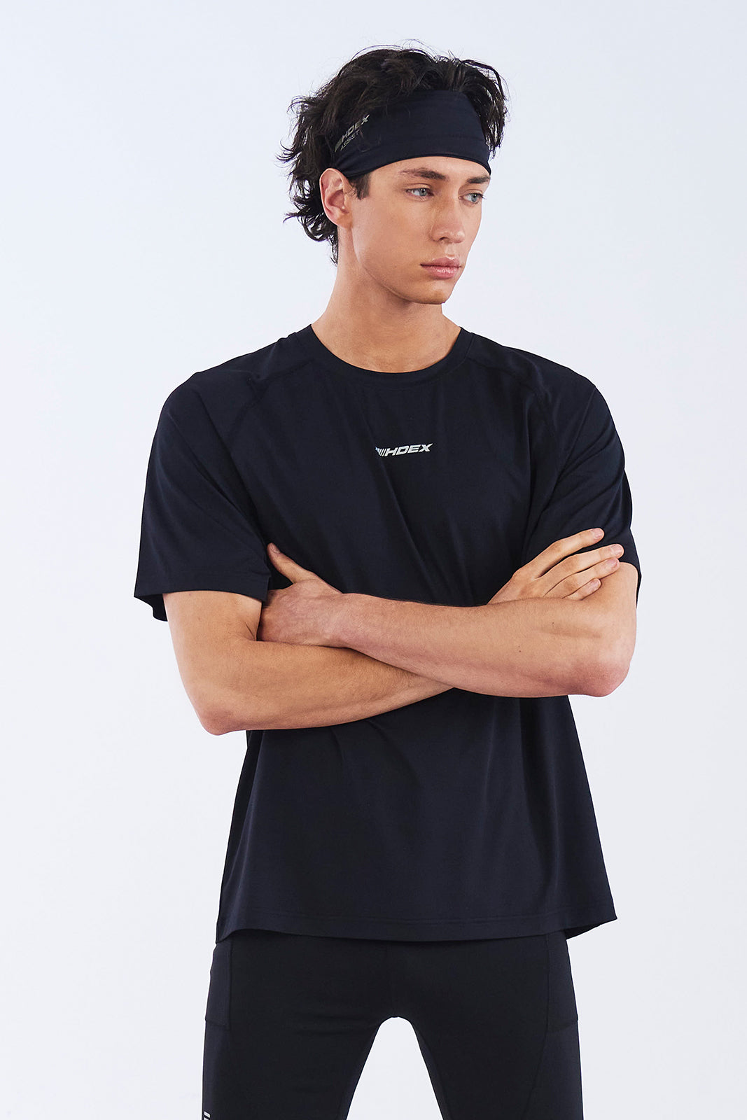 HDEX Baju Korea Olahraga Assist Mesh Mix Short Sleeve Black Pria Fitness