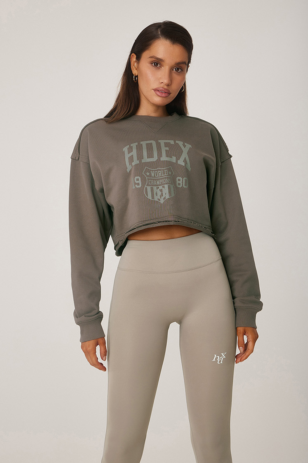 HDEX Womens Change up Signature Logo Leggings Ash Beige