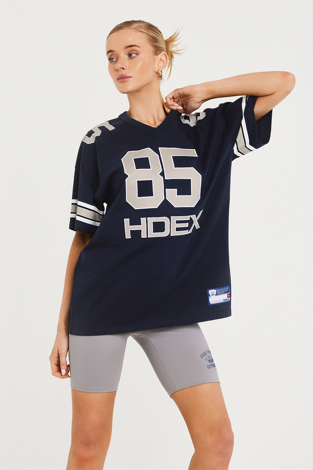 HDEX Womens Over Size Football Short Sleeve Navy
