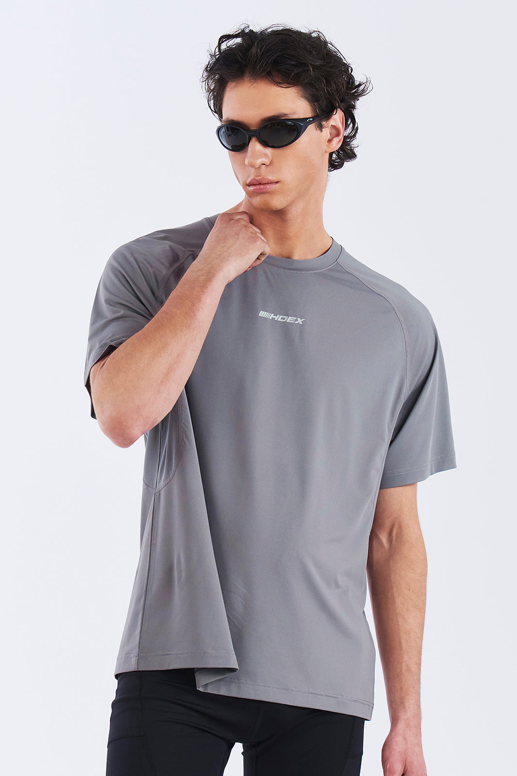HDEX Baju Korea Olahraga Assist Mesh Mix Short Sleeve Dark Gray Pria Fitness