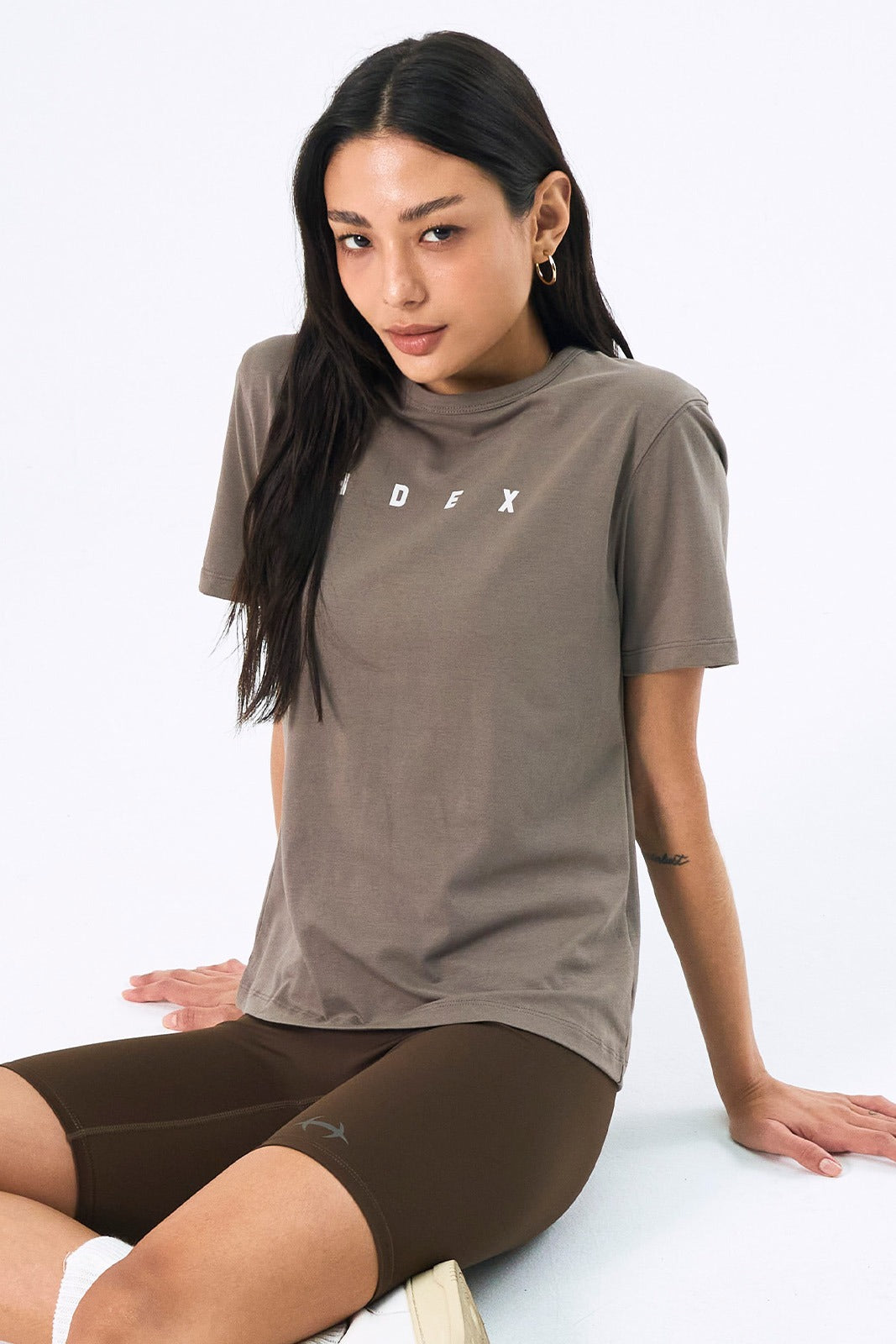 HDEX Baju Korea Olahraga Womens Mond Standard Fit Short Sleeve Taupe Wanita Fitness
