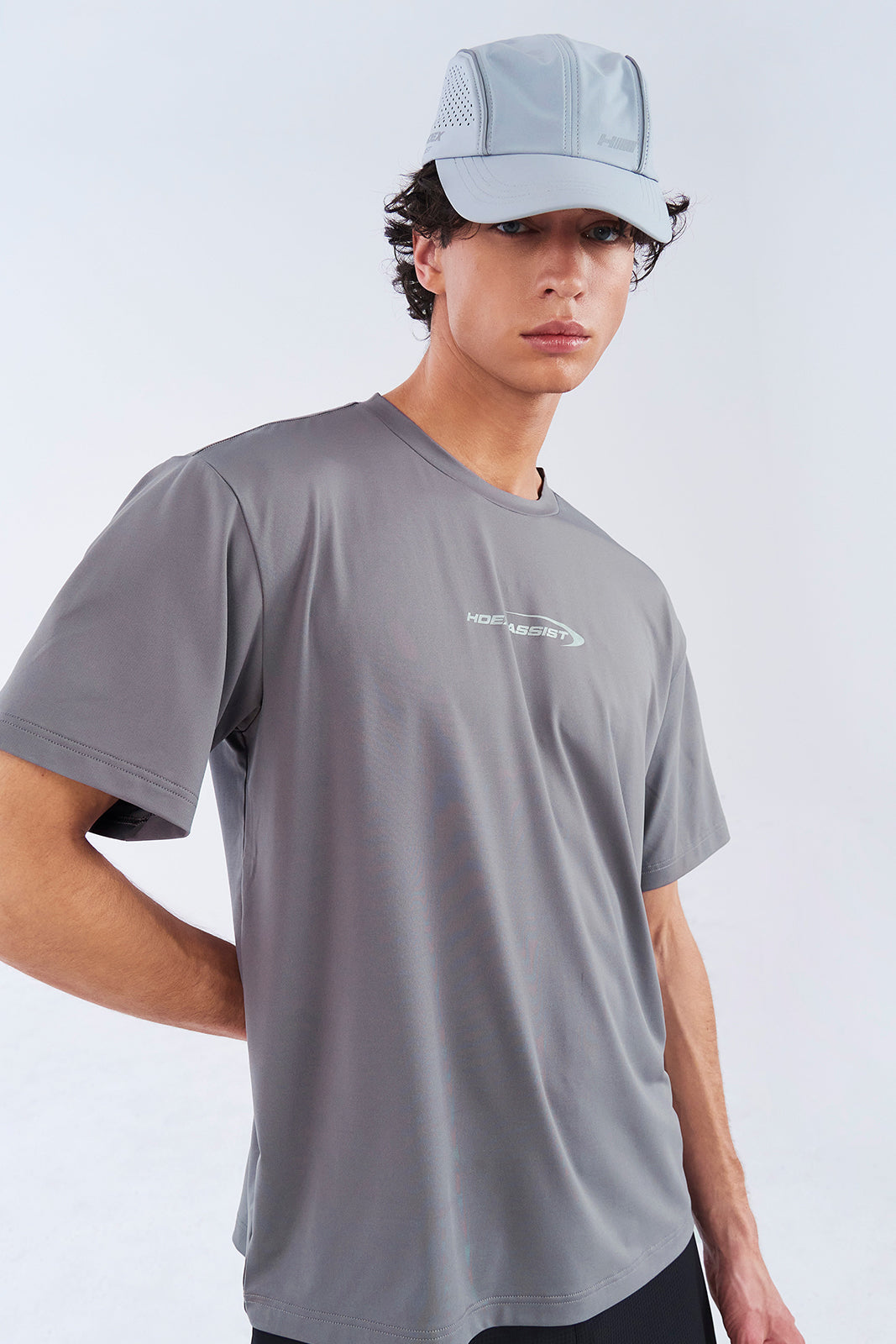 HDEX Baju Korea Olahraga Assist Core Short Sleeve Dark Gray Pria Fitness