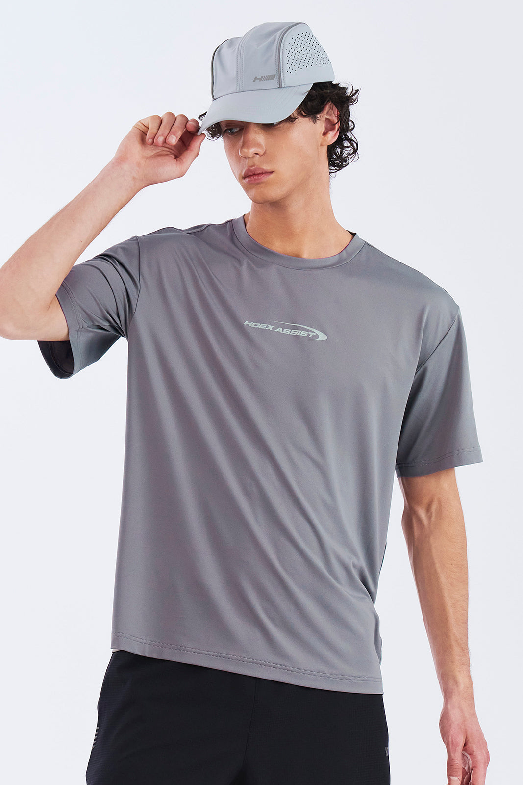 HDEX Baju Korea Olahraga Assist Core Short Sleeve Dark Gray Pria Fitness