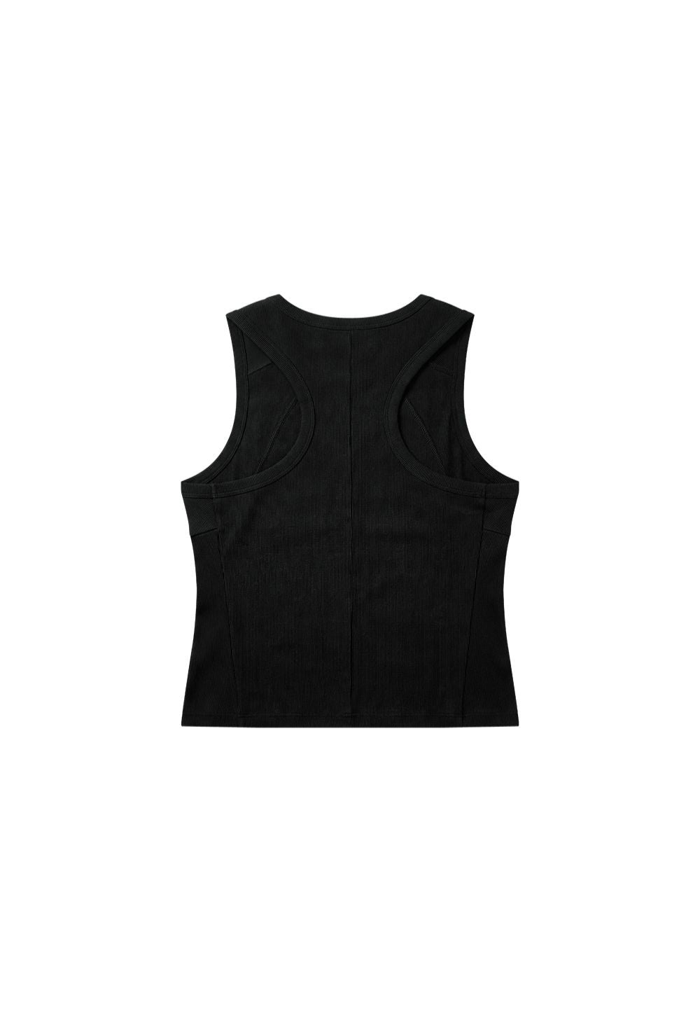 HDEX Baju Korea Olahraga Essential Cut Line Body Fit Tank Black Pria Fitness