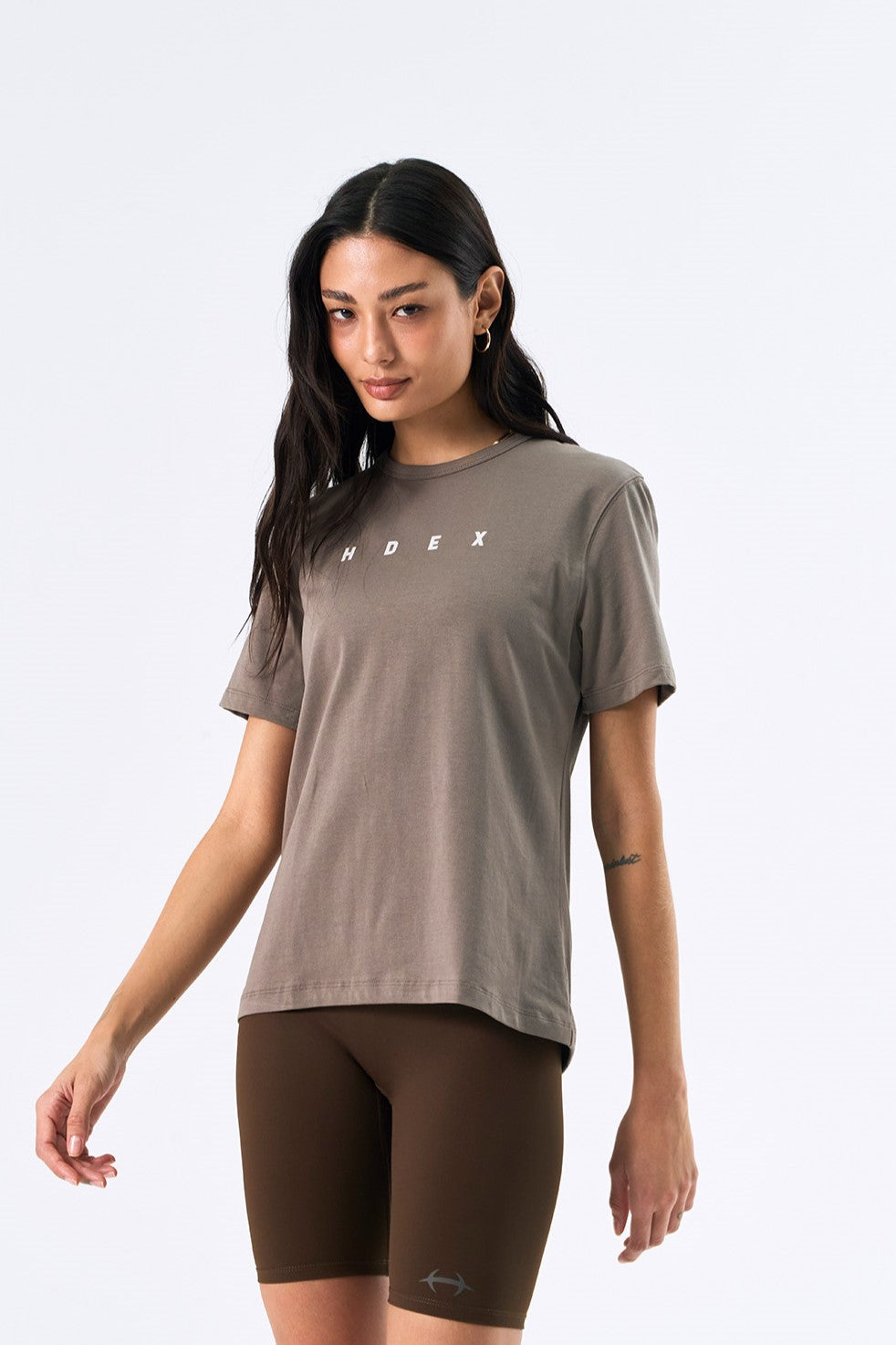 HDEX Baju Korea Olahraga Womens Mond Standard Fit Short Sleeve Taupe Wanita Fitness