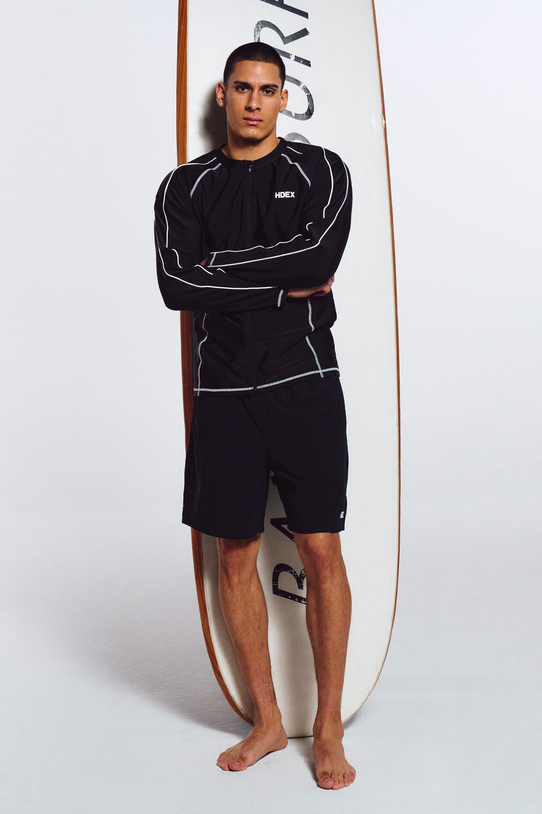 HDEX Aqua Piping Zip-Up Rash Guard Black