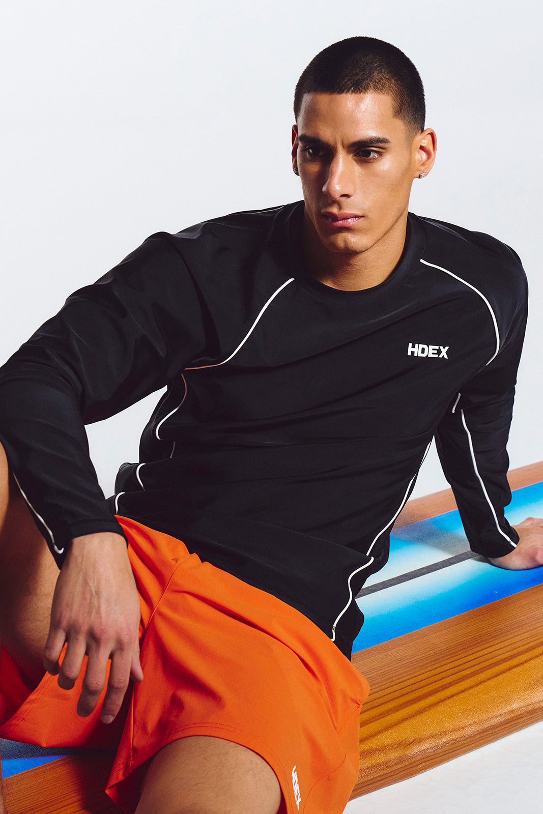 HDEX Aqua Piping Long Sleeve Rash Guard Black