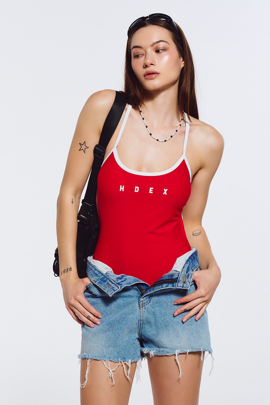 HDEX Mond Back String Monokini Cobalt Red