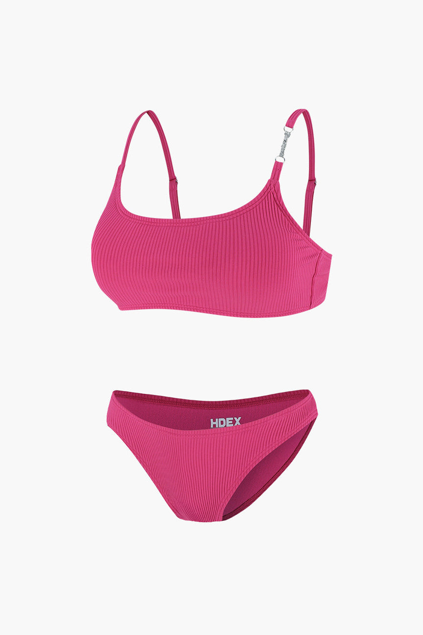 HDEX Metal Ribbed Bikini Set Pink