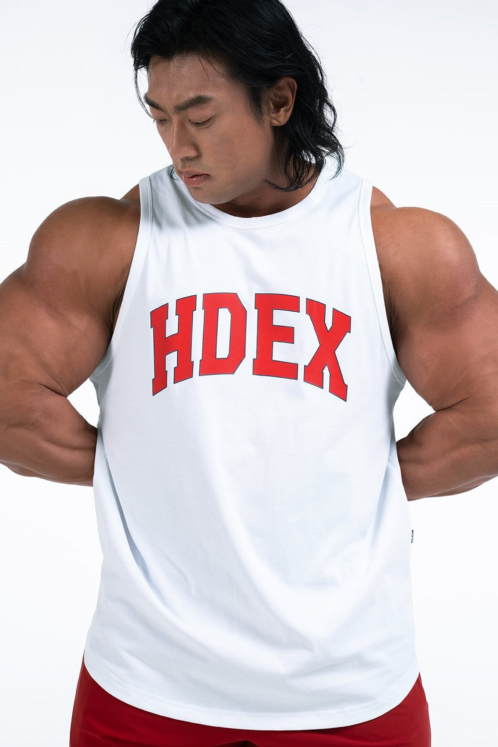 HDEX Baju Korea Olahraga Arch Logo Sleeveless Shirt White Pria Fitness