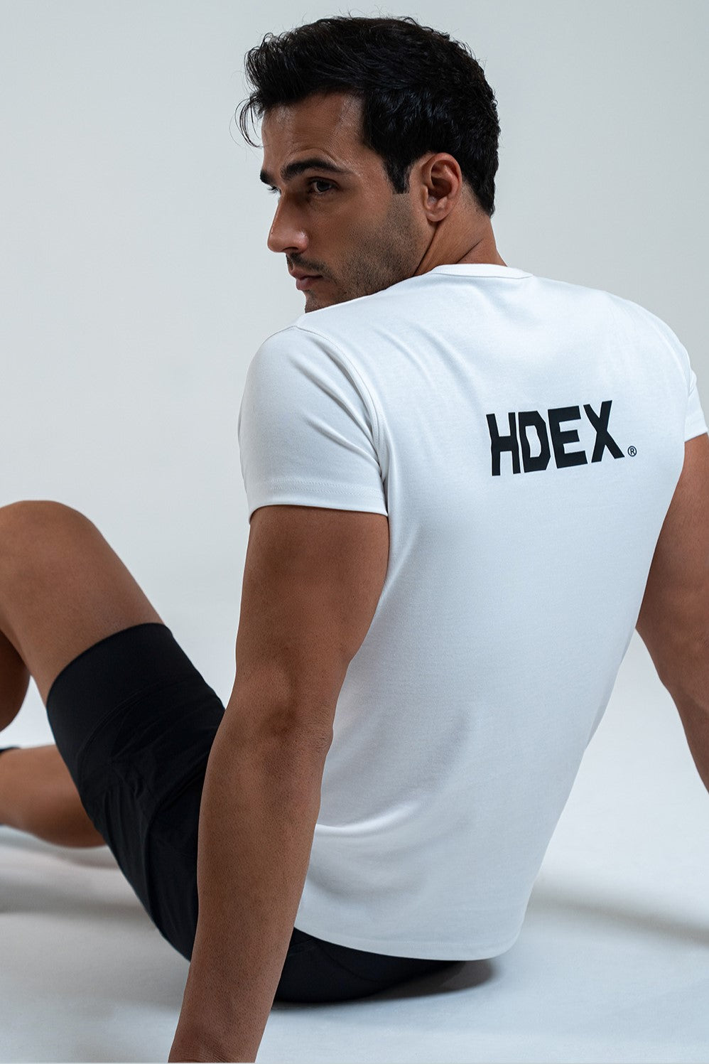 HDEX Main Back Logo Muscle Fit Sleeve T-Shirt White
