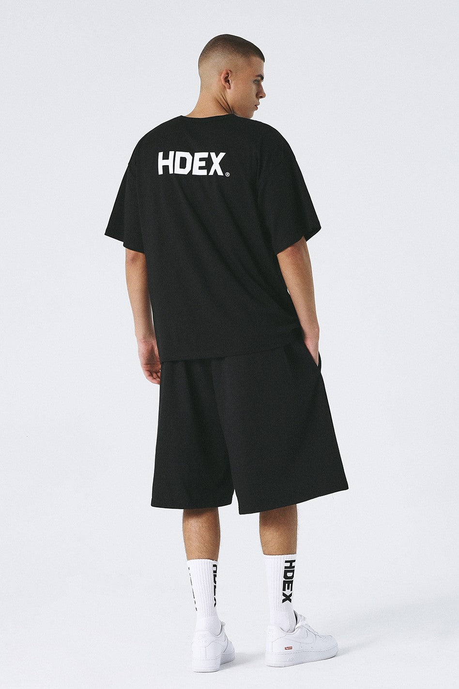 HDEX Main Back Logo Over Fit Sleeve T-Shirt Black