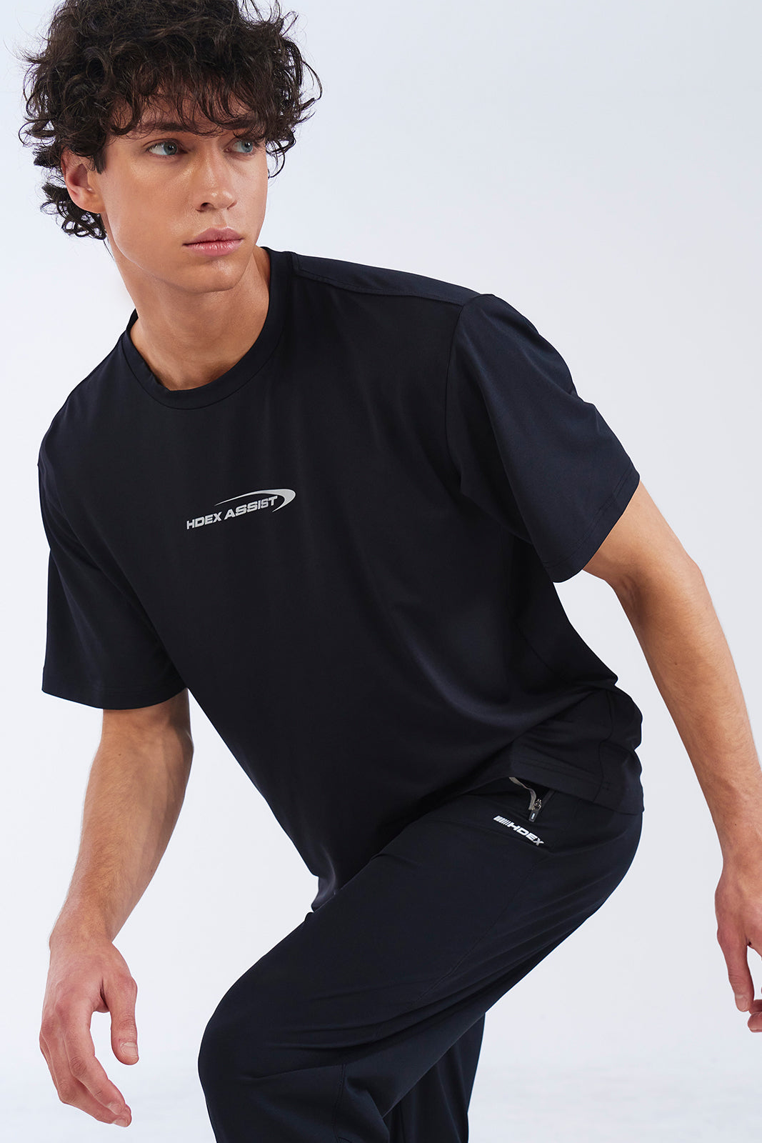 HDEX Baju Korea Olahraga Assist Core Short Sleeve Black Pria Fitness