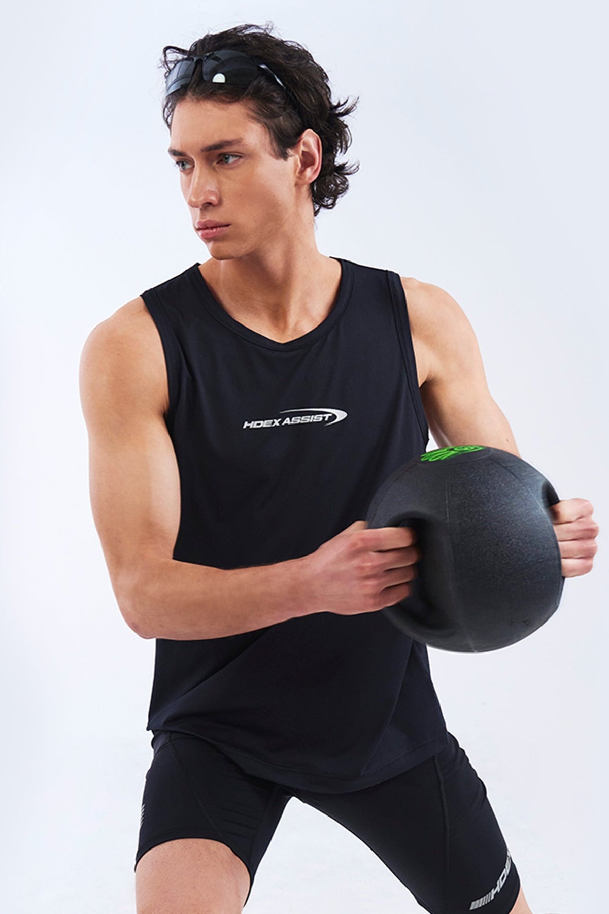 HDEX Baju Korea Olahraga Assist Core Sleeveless Black Pria Fitness