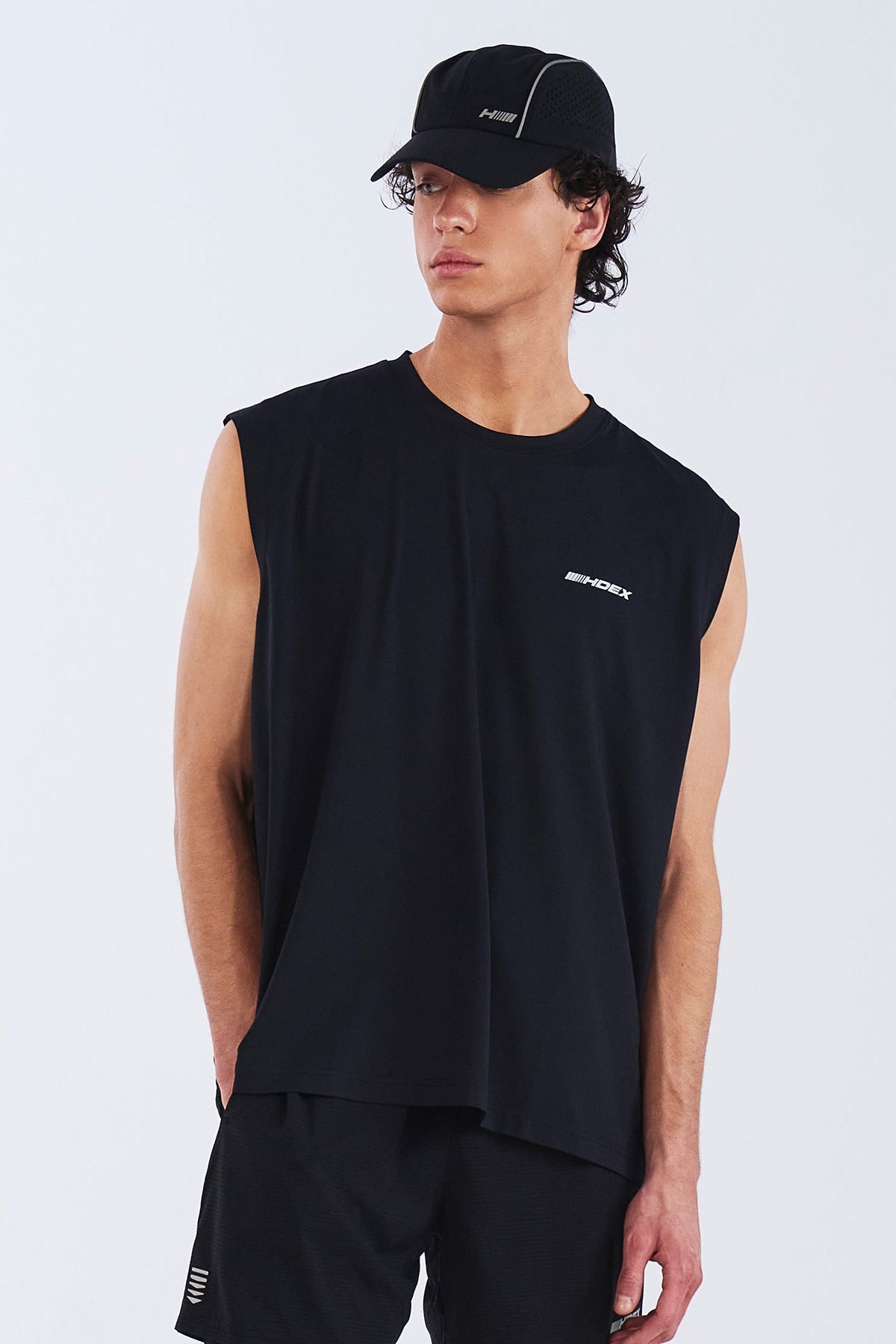 HDEX Baju Korea Olahraga Assist Lining Core Sleeveless Black Pria Fitness