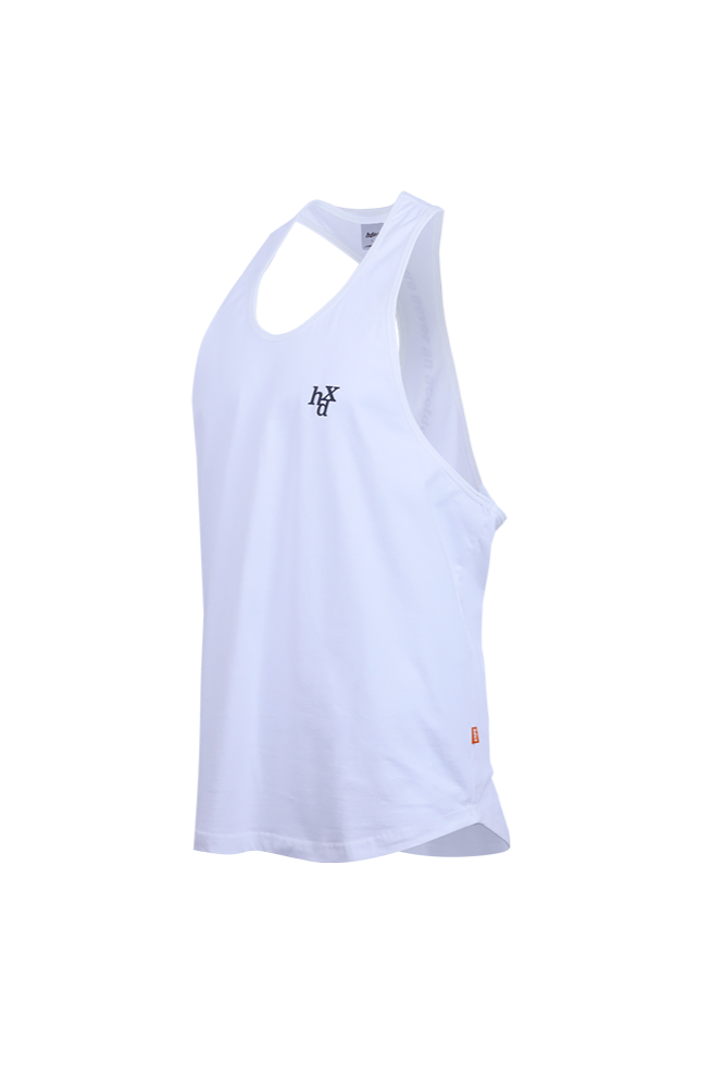 HDEX Baju Korea Olahraga Back Slogan Balance Sleeveless Shirt White Pria Fitness