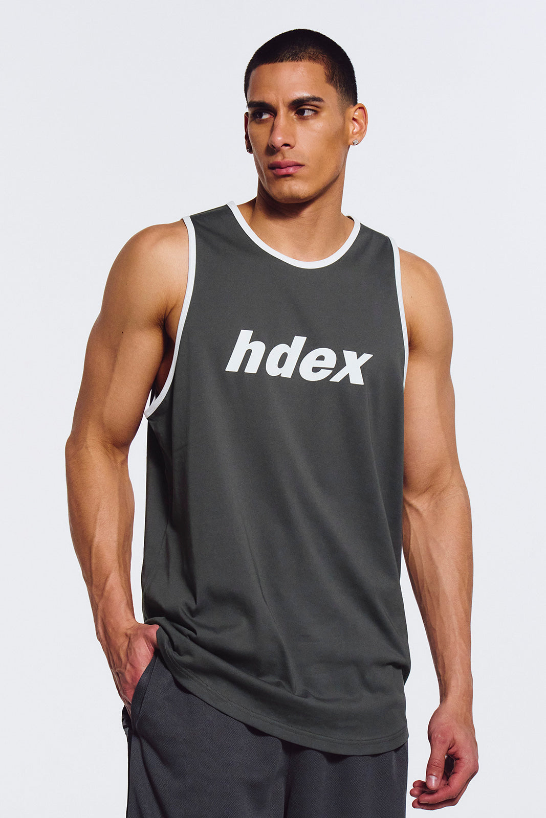 HDEX Classic Logo Contrast Sleeveless Charcoal