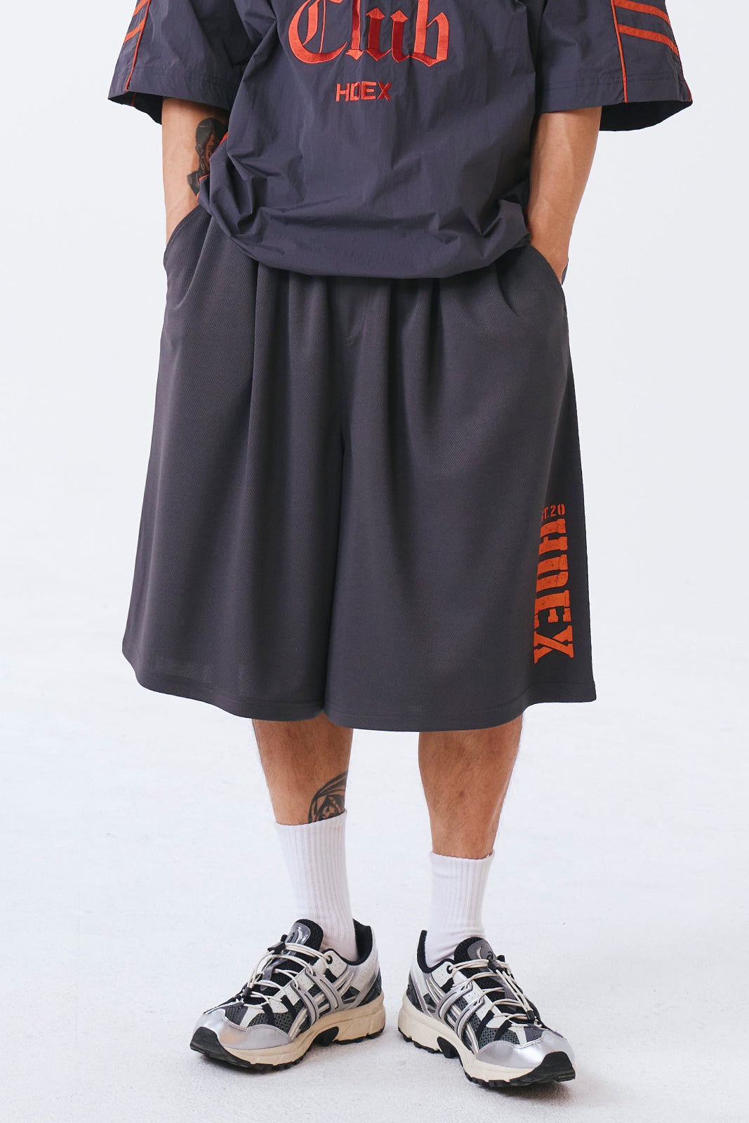 HDEX Classic Pintuck Mesh Shorts Charcoal