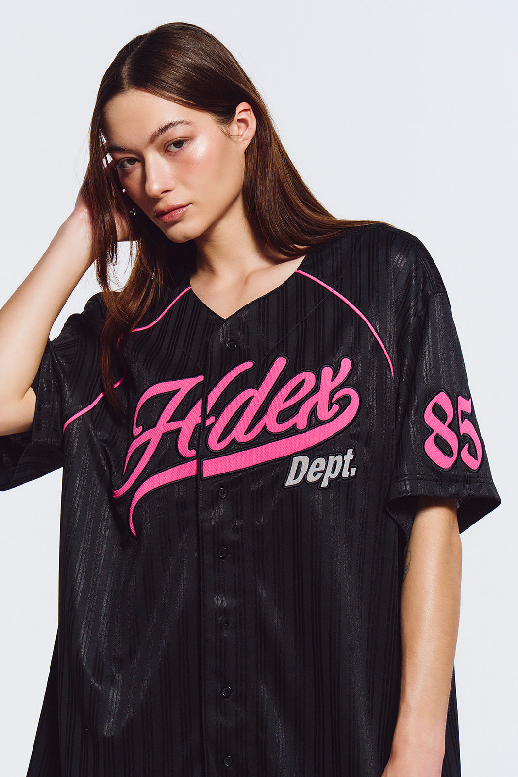HDEX Baju Korea Olahraga Women`s Team Baseball Jersey Black Wanita Fitness