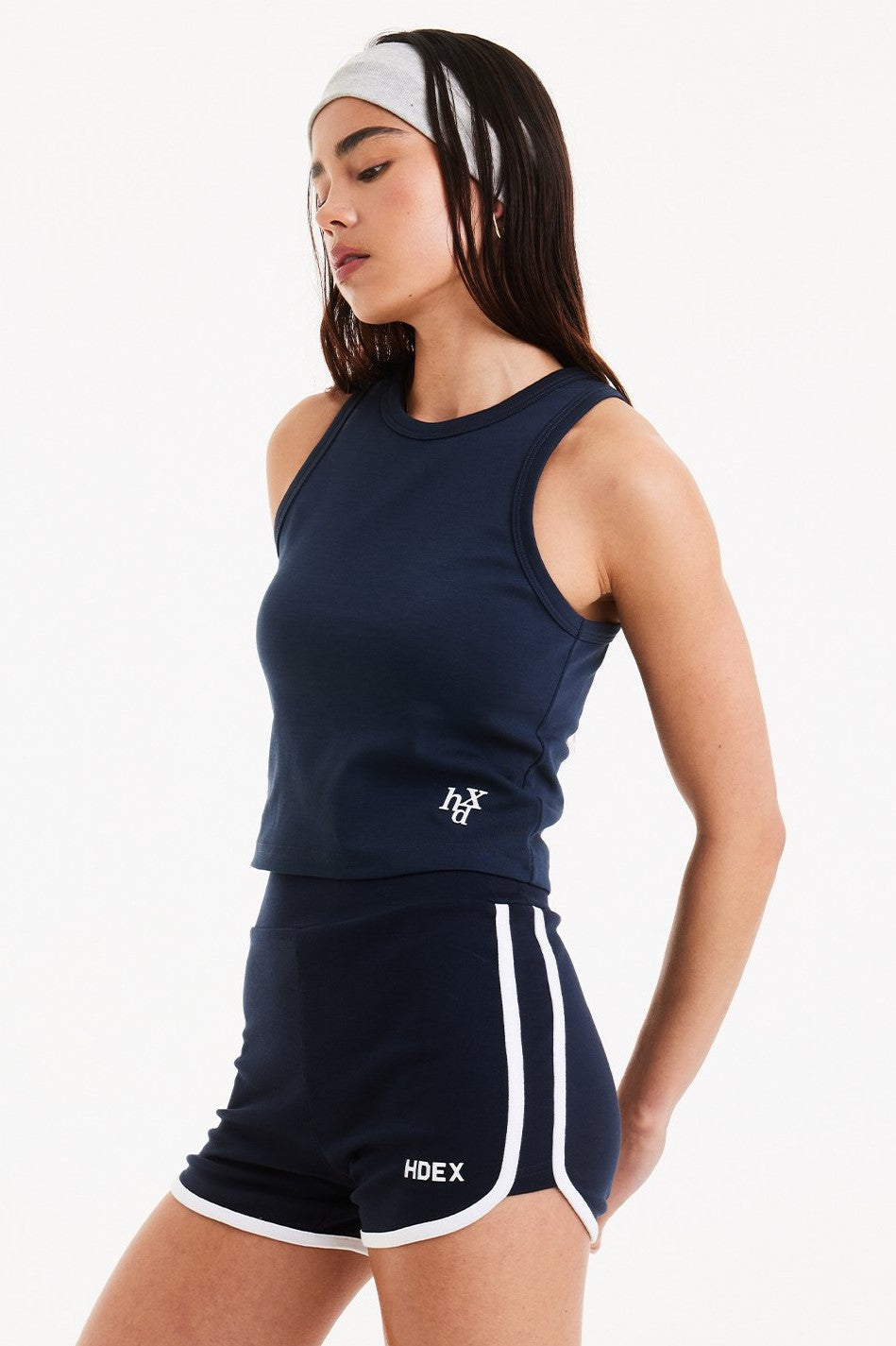 HDEX Womens Rounding Color Scheme Line Shorts Navy