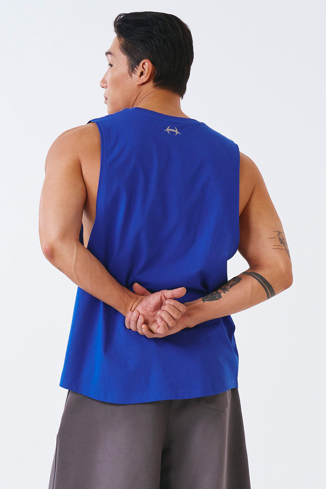 HDEX Silver Main Logo Round Sleeveless Cobalt Blue