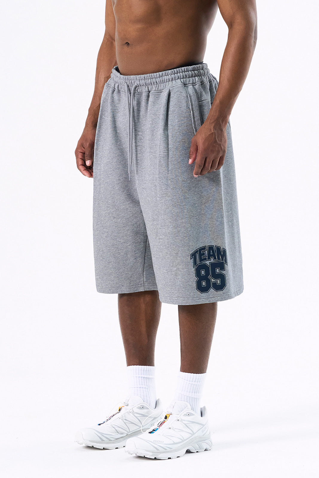 HDEX Classic Pintuck Sweat Shorts Melange Gray