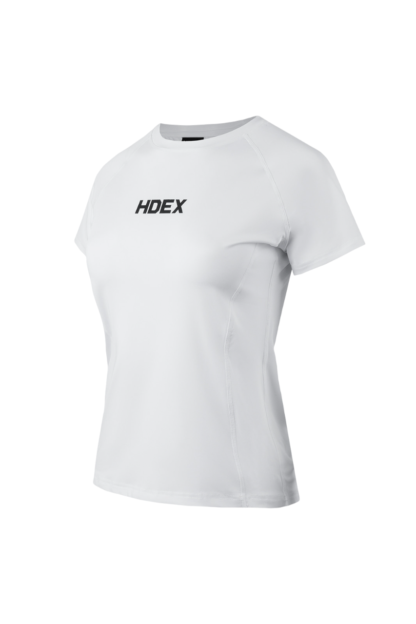 HDEX Baju Korea Olahraga Womens Main Logo Bracing Short Sleeve White Wanita Fitness