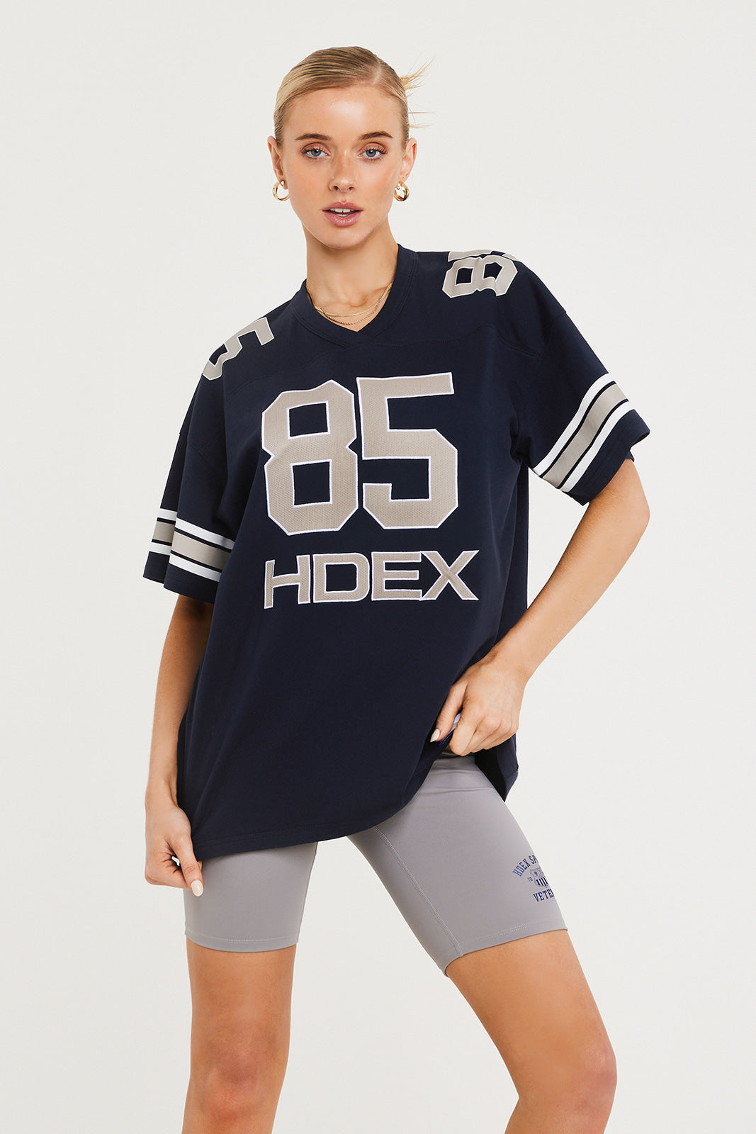 HDEX Womens Over Size Football Short Sleeve Navy
