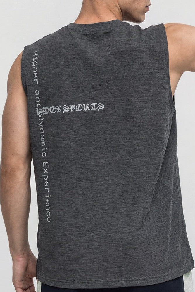 HDEX Baju Korea Olahraga Old Legacy Sorona Mesh Sleeveless Charcoal Pria Fitness