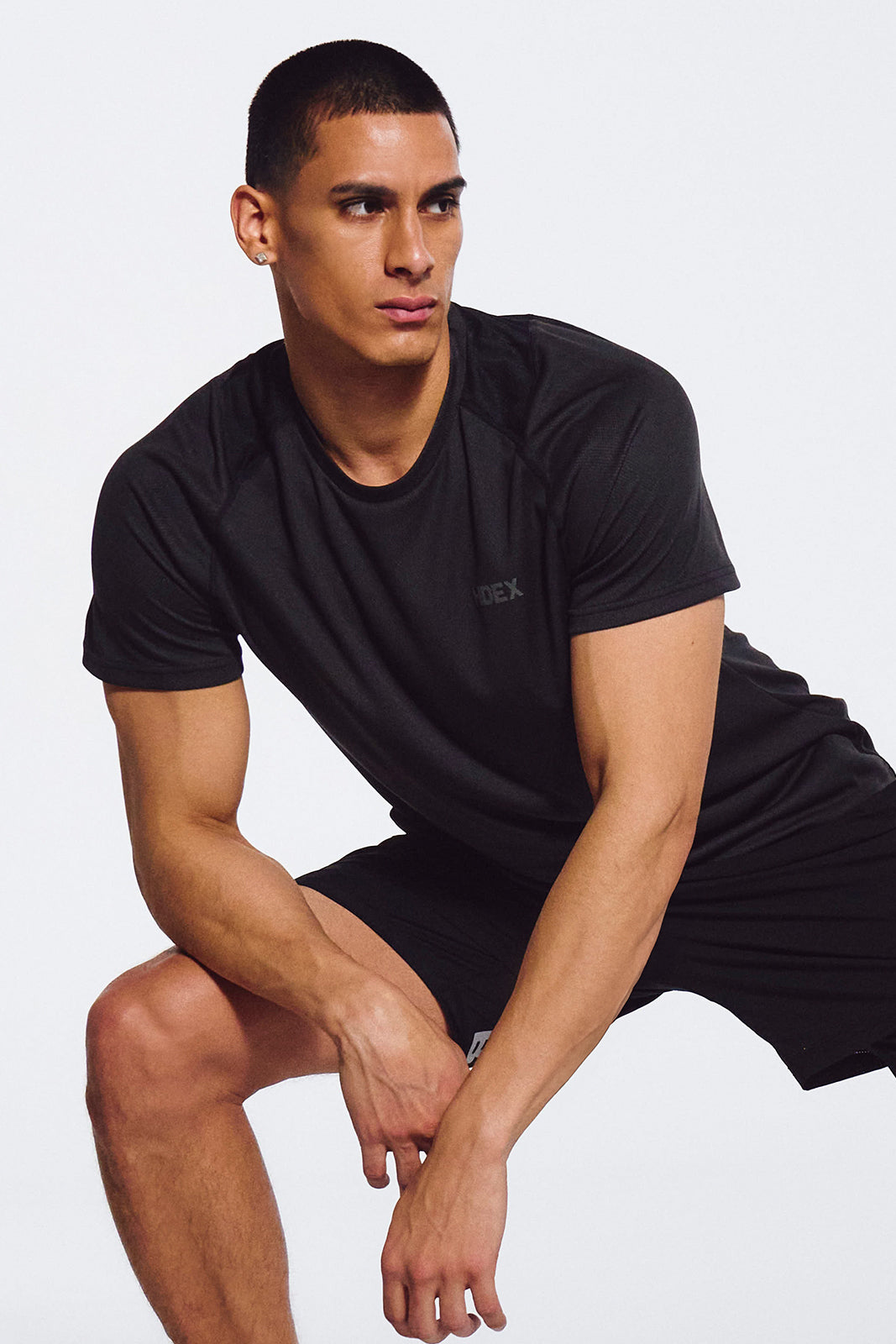HDEX Baju Korea Olahraga Assist Textured Short Sleeve Black Pria Fitness