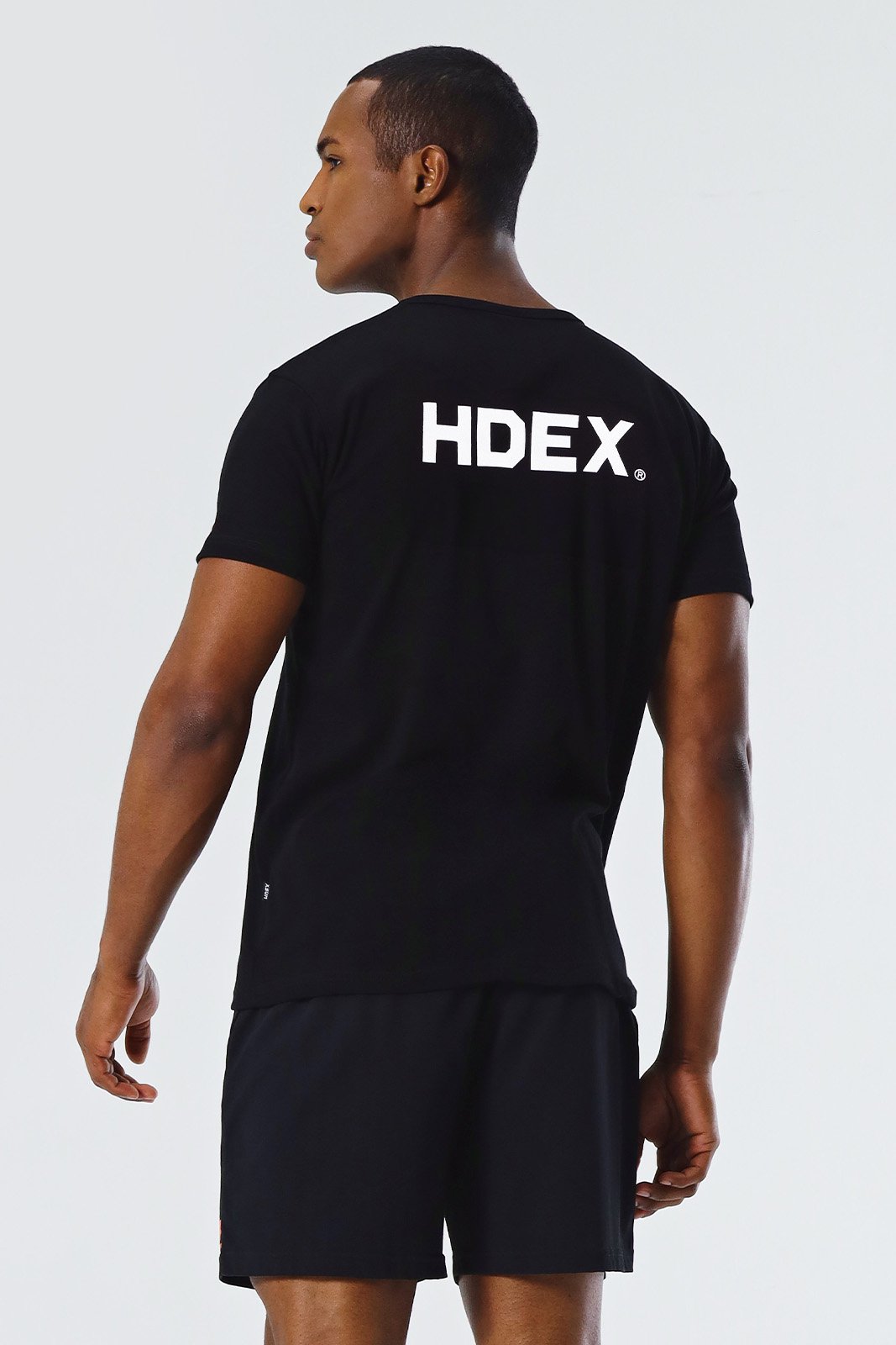 HDEX Main Back Logo Muscle Fit Sleeve T-Shirt Black