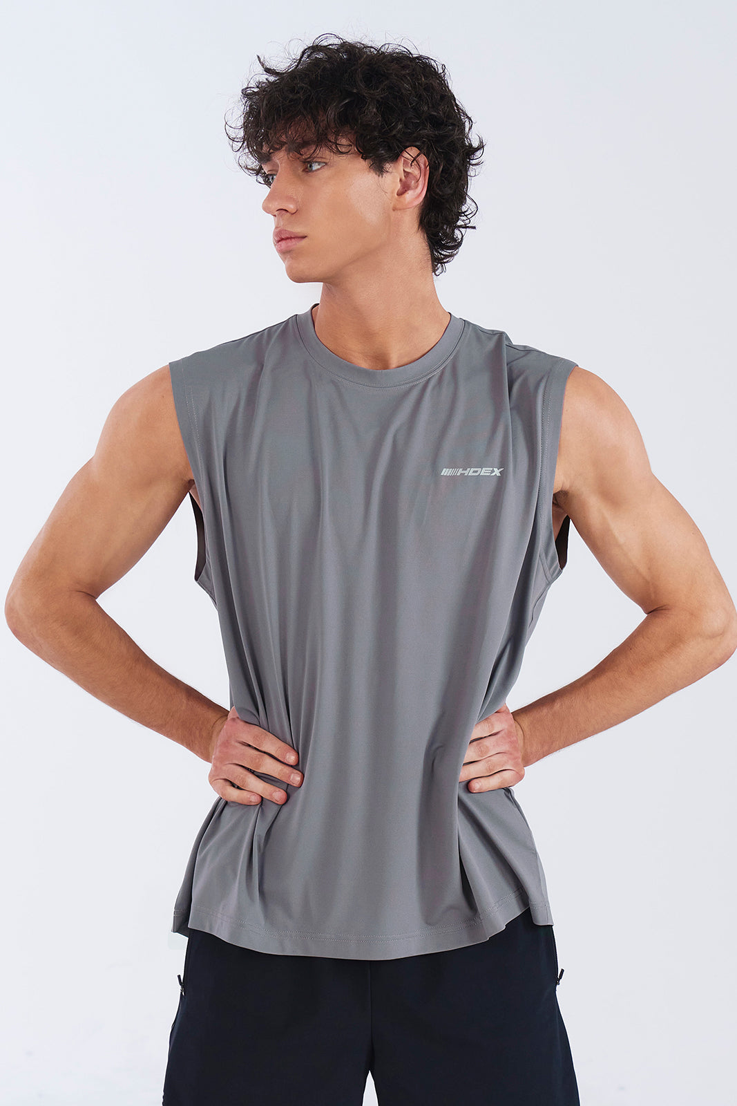 HDEX Baju Korea Olahraga Assist Lining Core Sleeveless Dark Gray Pria Fitness