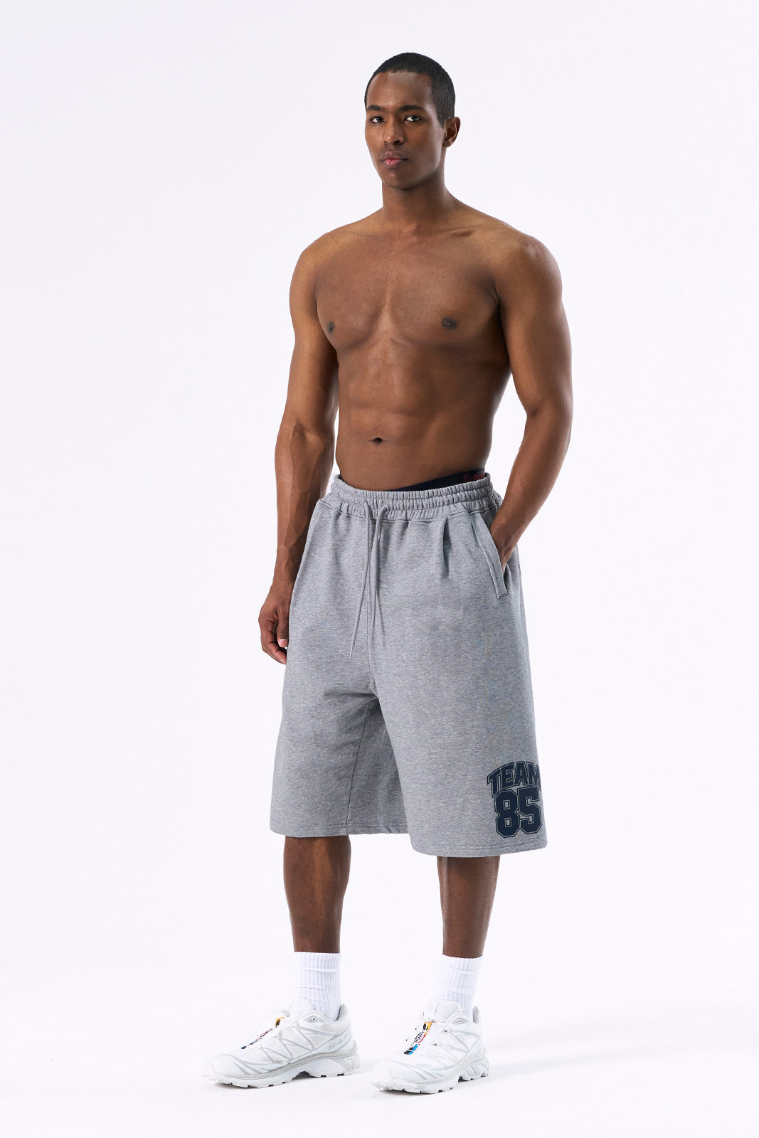 HDEX Classic Pintuck Sweat Shorts Melange Gray