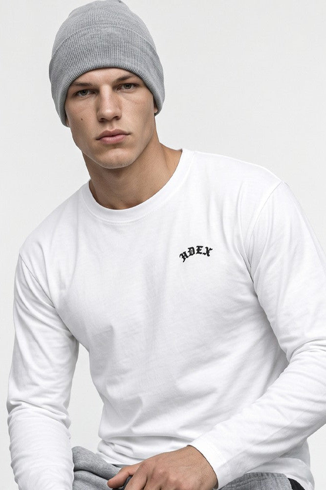 HDEX Baju Korea Olahraga Natural Body Fit Long Sleeve White Pria Fitness