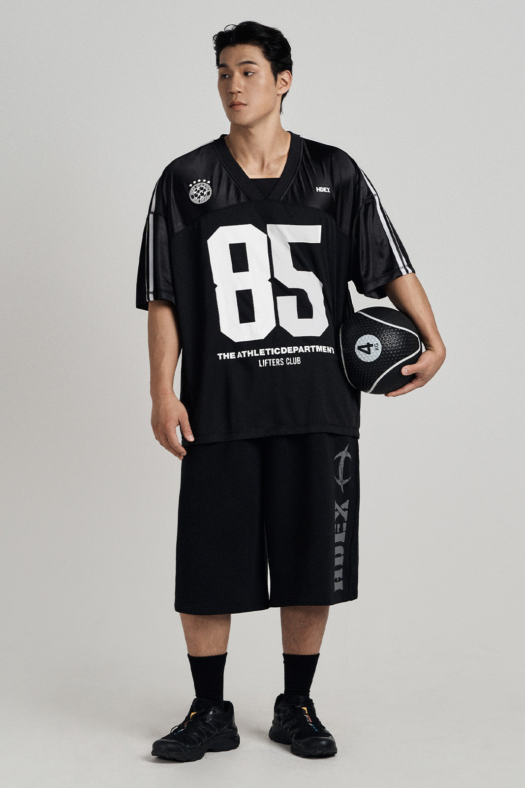 HDEX Celana Korea Olahraga Break Main Logo Bermuda Shorts Black Pria Fitness