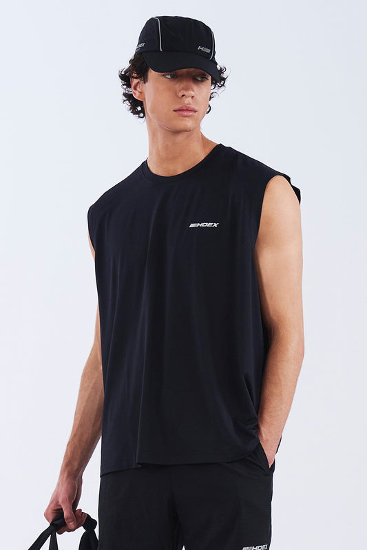 HDEX Baju Korea Olahraga Assist Lining Core Sleeveless Black Pria Fitness