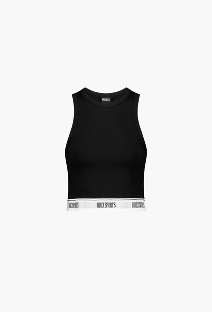 HDEX Baju Korea Olahraga Banding Retreat Modal Crop Tank Top Black