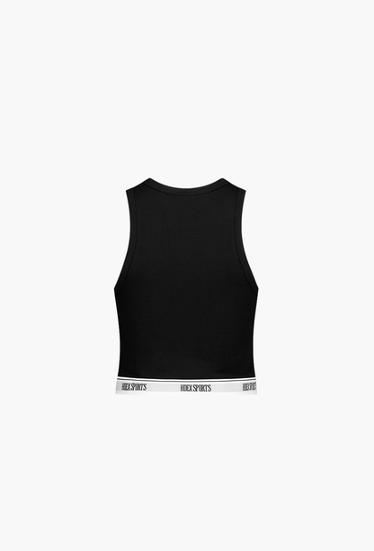 HDEX Baju Korea Olahraga Banding Retreat Modal Crop Tank Top Black